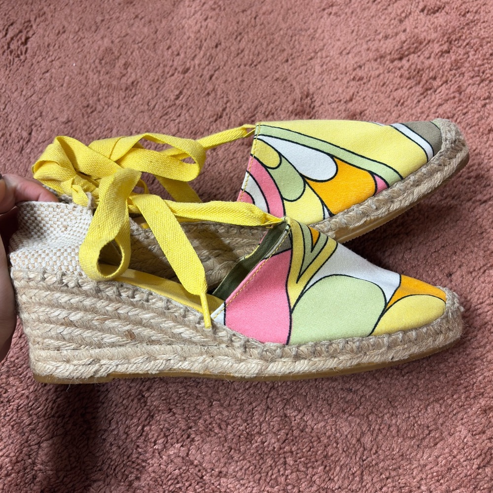 Vintage 1970s Colorful Espadrille Wedge Shoes - Picture 3 of 7